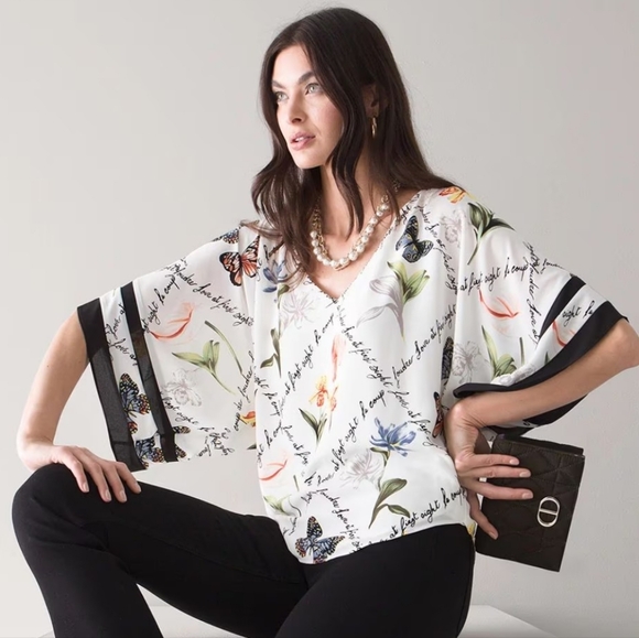 White House Black Market Tops - WHBM kimono floral blouse